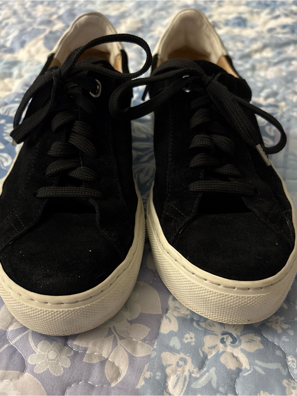 Belstaff Black Suede Platform Sneakers with White Sole